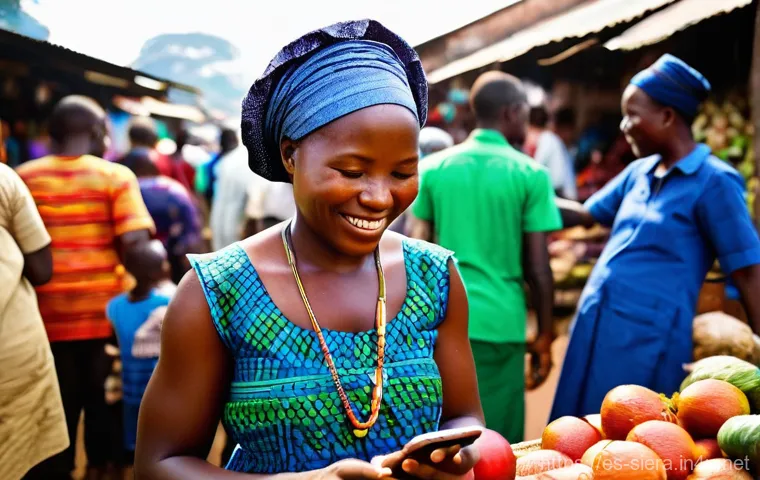 시에라리온 스마트폰 사용률 - **Prompt:** A young, focused Sierra Leonean student, approximately 16-18 years old, dressed in a cle...