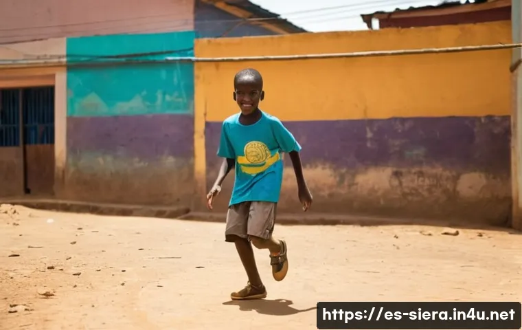 시에라리온 우마 투레 - **Prompt:** A young, determined Uma Turay, approximately 10-12 years old, is playing football with a...